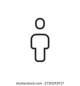 Figura de pessoa única, ícone linear. Perfil de usuário e identidade individual. Linha com traçado editável.
