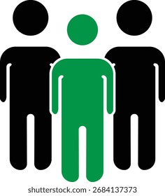 Una sola persona destacada en el icono de la multitud que representa la individualidad, el líder, el gerente o el papel único en el grupo con fondo transparente