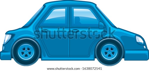 Single picture of blue car on white\
background illustration