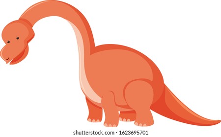 Single picture of brachiosaurus in orange color illustration