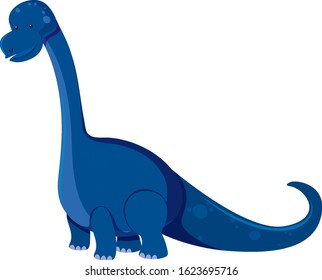 Single picture of brontosaurus in blue illustration