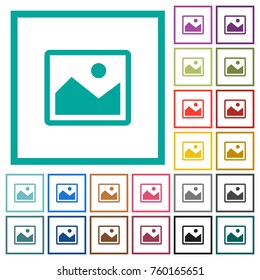 Single picture flat color icons with quadrant frames on white background