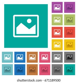 Single picture multi colored flat icons on plain square backgrounds. Included white and darker icon variations for hover or active effects.