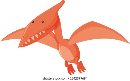 Single picture of orange pteranodon flying illustration