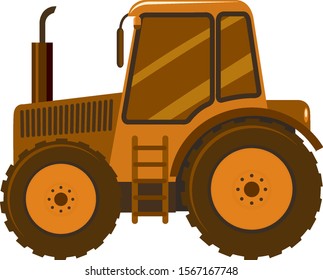 Single picture of orange tractor illustration