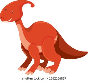 Single picture of parasaurolophus in red illustration