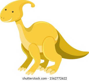 Single picture of parasaurolophus in yellow illustration