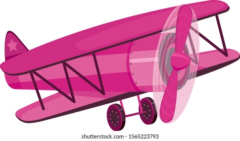 Single picture of pink airplane illustration