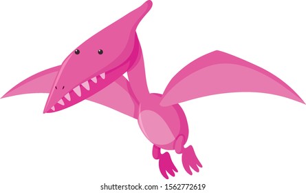 Single picture of pink pteranodon flying illustration