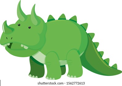 Single picture of triceratops in green color illustration