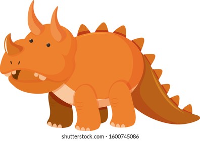 Single picture of triceratops in orange illustration