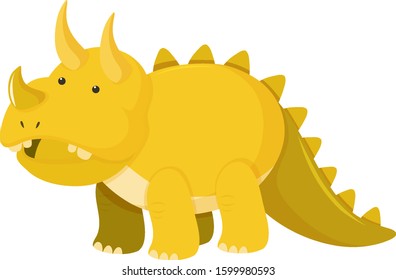 Single picture of triceratops in yellow illustration