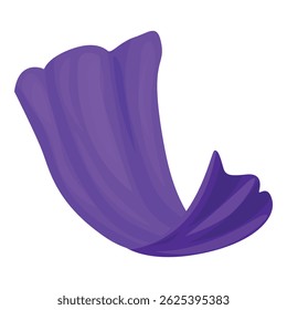Single piece of purple silk fabric flowing in the air, creating elegant curves