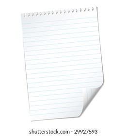 Single Piece Of White Note Pad Paper With Ripped Holes