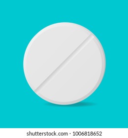 Single pill on blue background top view.vector illustration