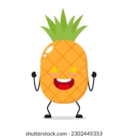 Single Pineapple With Shiny Eyes Vector Illustration