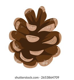 Single pinecone illustration. Hand drawn winter decor for festive design, print, sticker and more