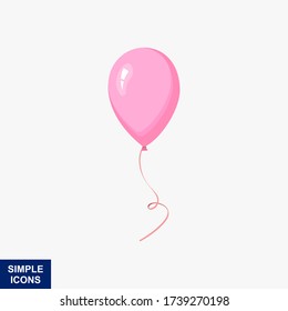 Single pink balloon isolated on the white background