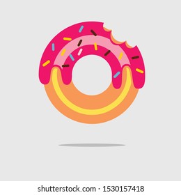 Single Pink Donut Vector Illustration