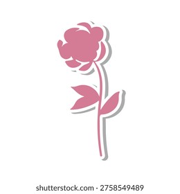 A single pink flower sticker with a clean white outline and soft grey shadow is centered.