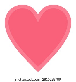 Single pink heart shape icon with light pink double border isolated on white background vector illustration, minimalist cute romance geometric element for valentines day web layout