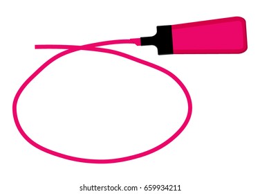 Single pink highlighter pen with hand drawn pink circle to highlight text.