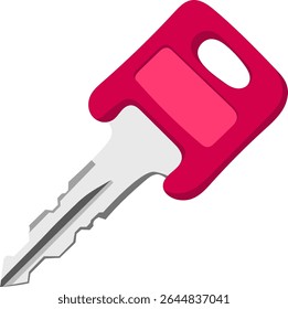 Single Pink House Key Illustration Isolated on White Background