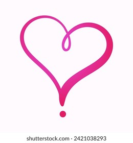 Amor simple rosado, símbolo de corazón dibujado a mano, expresando amor