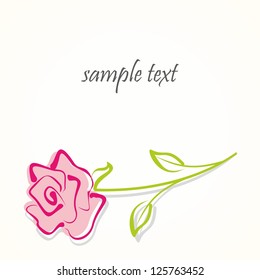 Single pink rose isolated on white background. Vector illustration with one rose.