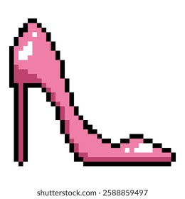 Single Pink Women Shoe Isolated Pixel Art Icon