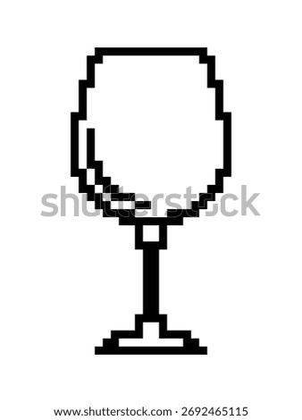 Single Pixelated Wine Glass Icon for Web Design and Game Development