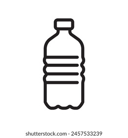 Single plastic bottle icon with black line design on white background