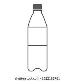 Ícone de garrafa de plástico único com design de linha preta sobre fundo branco