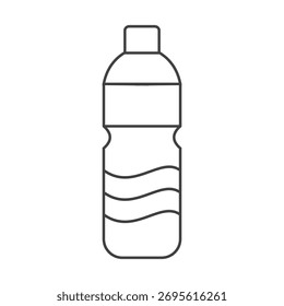 Ícone de garrafa de plástico único com design de linha preta