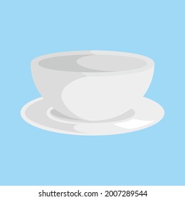 Single plate and soup bowl flat design style illustration symbol logo shadow detail vector