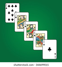 Single playing cards vector: Clubs
