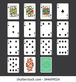 Single playing cards vector: Clubs
