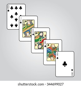 Single playing cards vector: Clubs
