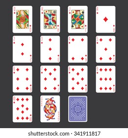 Single playing cards vector: Diamonds