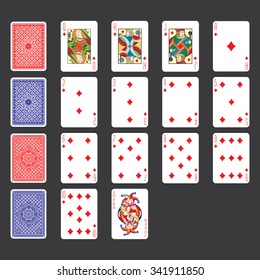 Single playing cards vector: Diamonds