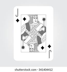 Single playing cards vector: Jack Diamonds
