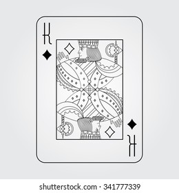 Single playing cards vector: King Diamonds