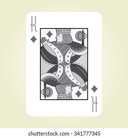 Single playing cards vector: King Diamonds