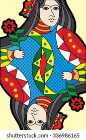 Single playing cards vector: Queen
