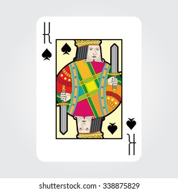 Single playing cards vector: Spades King
