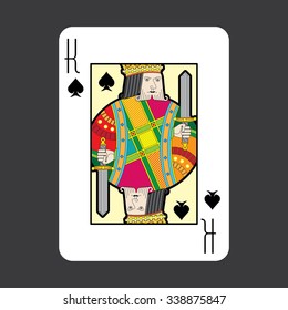 Single playing cards vector: Spades King
