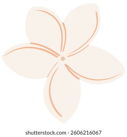 single plumeria flower handrawn flat style illustration