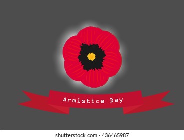 single poppy flower card vector ,poppy flower is symbol for armistice day