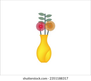 Single pot with flower and leaves