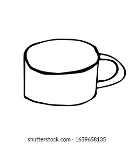 Single pot with handle for Hiking .  Vector illustration in Doodle style isolated on white background.